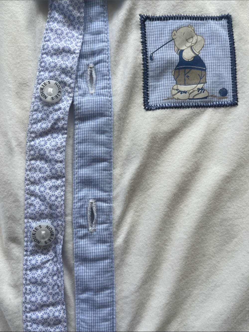 Noukie's Cream & Light Blue Baby Polo Bodysuit - Picture 3 of 7
